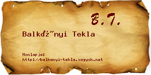 Balkányi Tekla névjegykártya